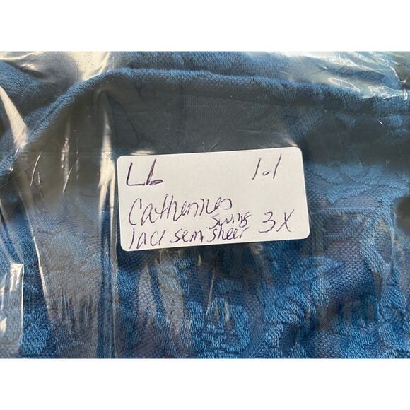 Catherines Cardigan Top Womens 3X 26-28W Blue Floral Lace Swing Open Lagenlook - Picture 15 of 15